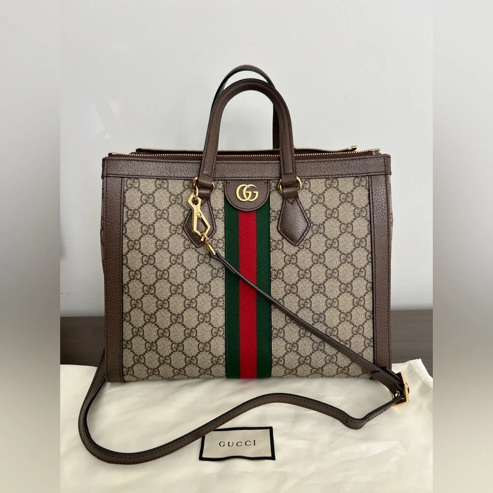Authentic Gucci Supreme Monogram Web Medium Ophidia Tote - Picture 3 of 16